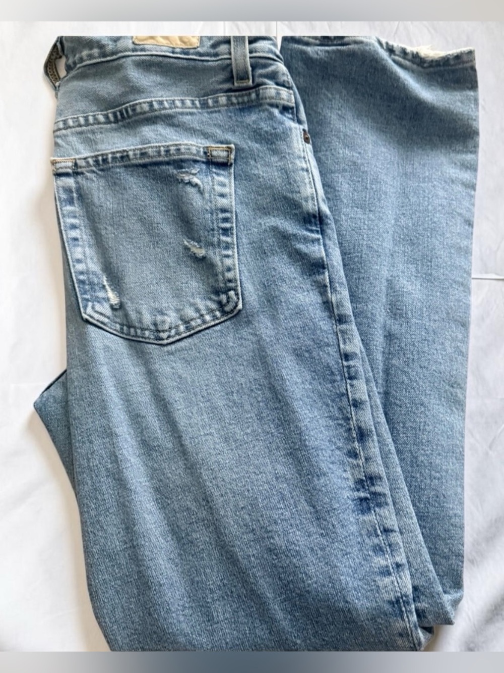 Ag Adriano Goldschmied Saige High Rise Straight Light Blue Denim Jeans